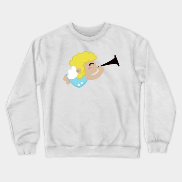 Angel Con Trompeta Feliz Navidad Crewneck Sweatshirt by soniapascual